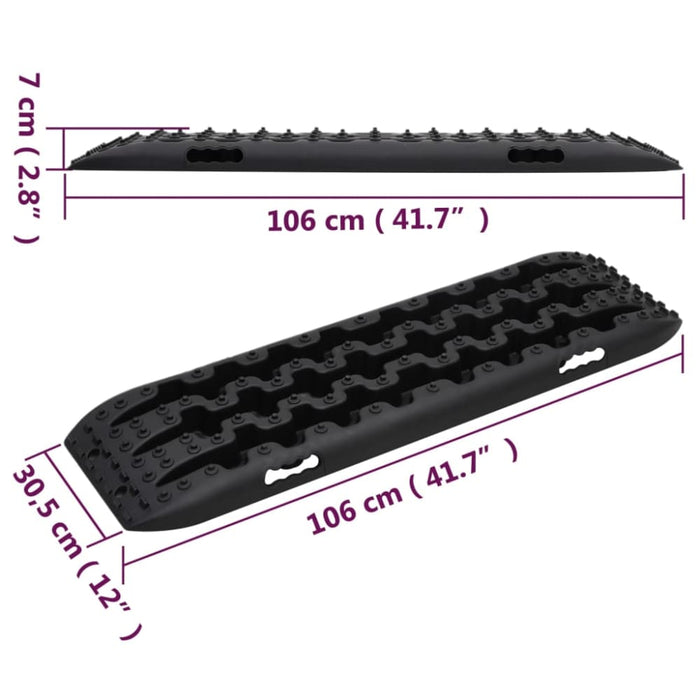 Traction Boards 2 Pcs Black 106x30.5x7 Cm Nylon Xobiia