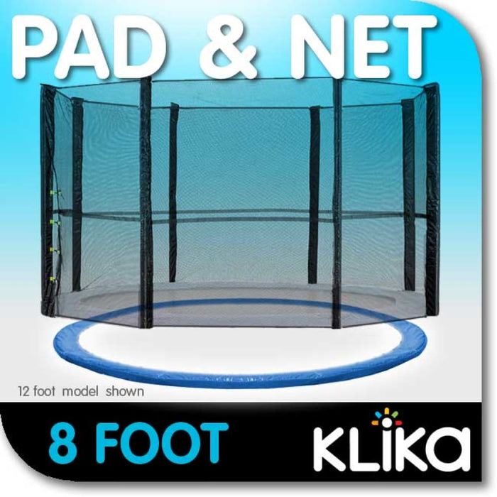 8ft Trampoline Replacement Safety Pad And Net Round 6 Poles