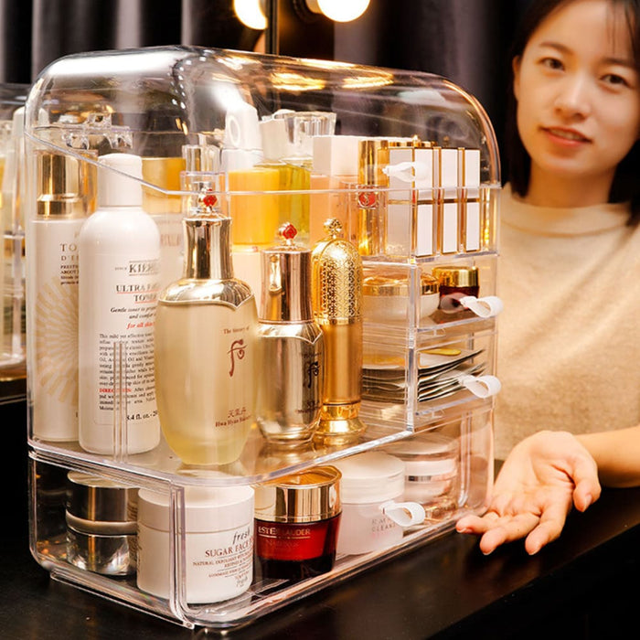 2x Transparent Cosmetic Storage Box Clear Makeup Skincare