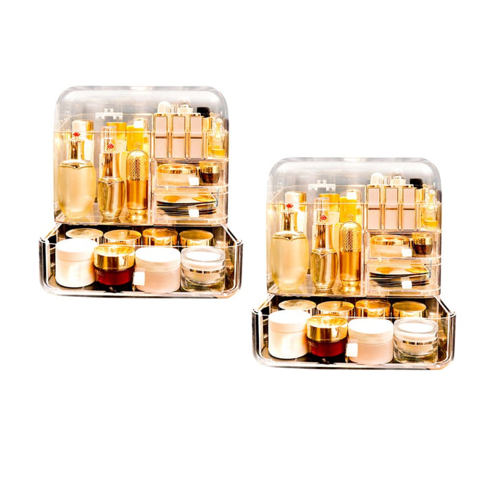 2x Transparent Cosmetic Storage Box Clear Makeup Skincare