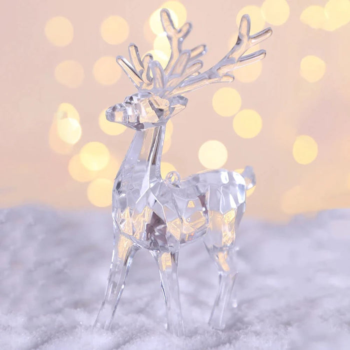 Transparent Crystal Deer Figurines For Christmas Decor