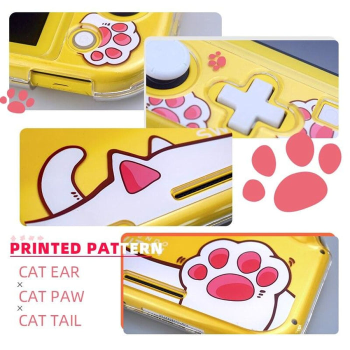 Transparent Hard Cat Paw Style Protective Case for Nintendo