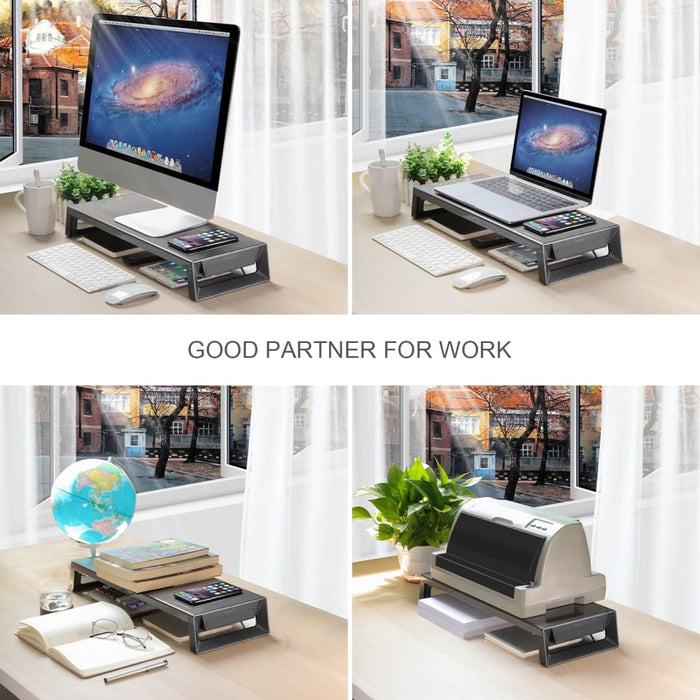 Trapezoid Monitor Stand Riser with Extra Storage Durable