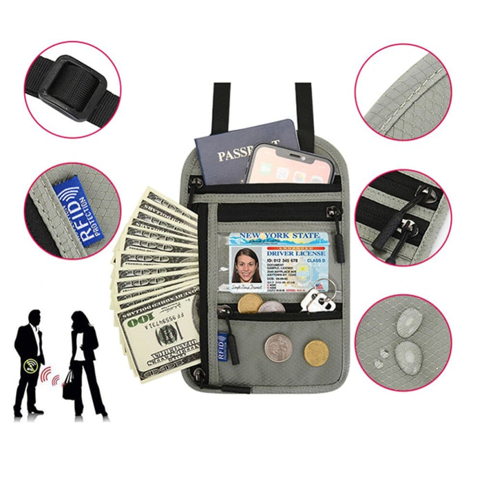 Travel Neck Wallet Pouch Holder with Rfid Id Credit Card