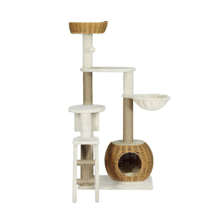 Cat Tree 138cm Tower Scratching Post Scratcher Wood Bed