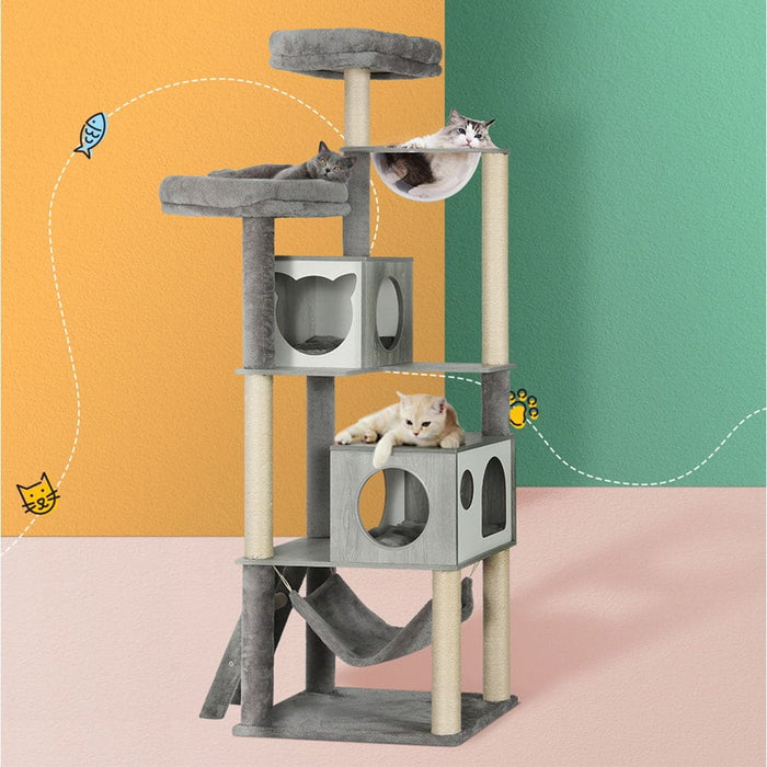 Cat Tree 178cm Tower Scratching Post Scratcher Wood Bed