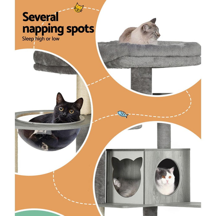 Cat Tree 178cm Tower Scratching Post Scratcher Wood Bed