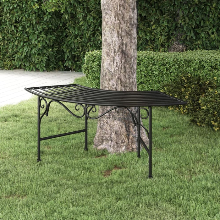 Tree Bench 113 Cm Black Steel Tonnxl