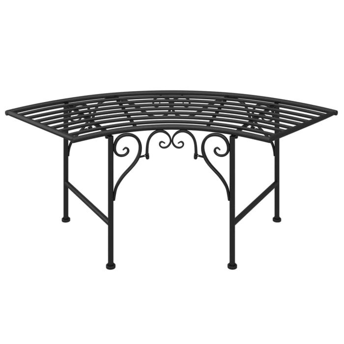 Tree Bench 113 Cm Black Steel Tonnxl