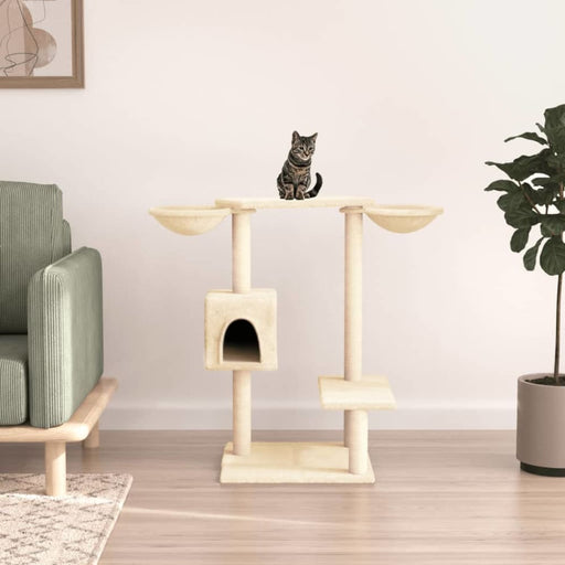 Cat Tree With Scratching Posts Cream 82 Cm Oioipk