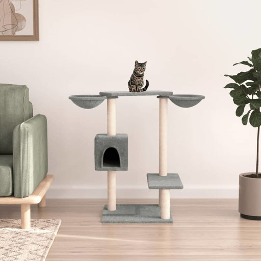 Cat Tree With Scratching Posts Light Grey 82 Cm Oioilb