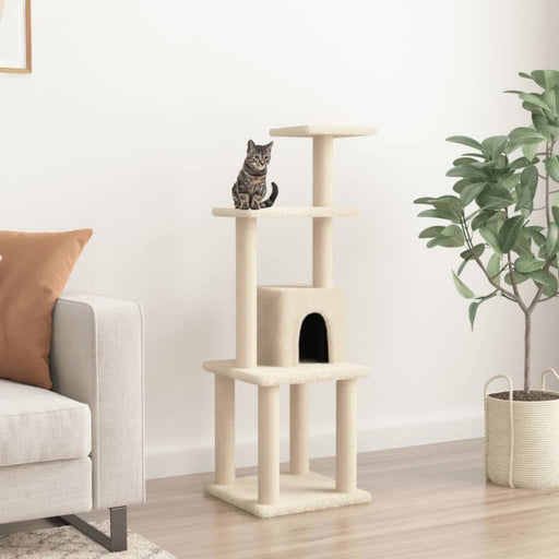 Cat Tree With Sisal Scratching Posts Cream 105 Cm Oioall