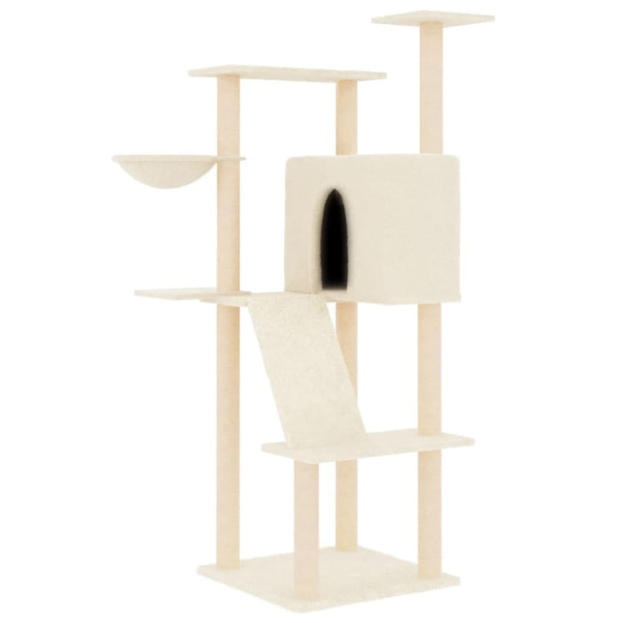 Cat Tree With Sisal Scratching Posts Cream 143 Cm Oioixk