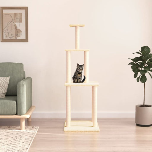 Cat Tree With Sisal Scratching Posts Cream 149 Cm Oioiao