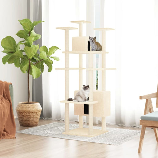 Cat Tree With Sisal Scratching Posts Cream 162 Cm Oioltt