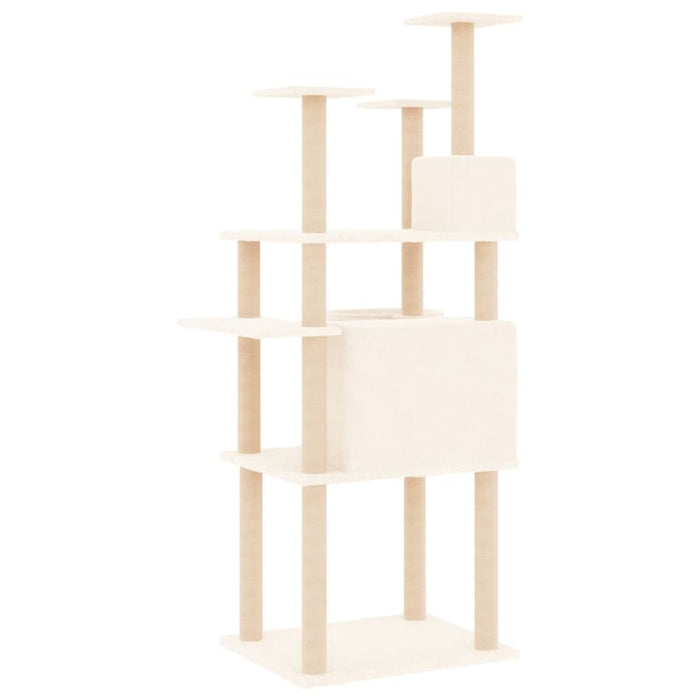 Cat Tree With Sisal Scratching Posts Cream 166 Cm Oioixt