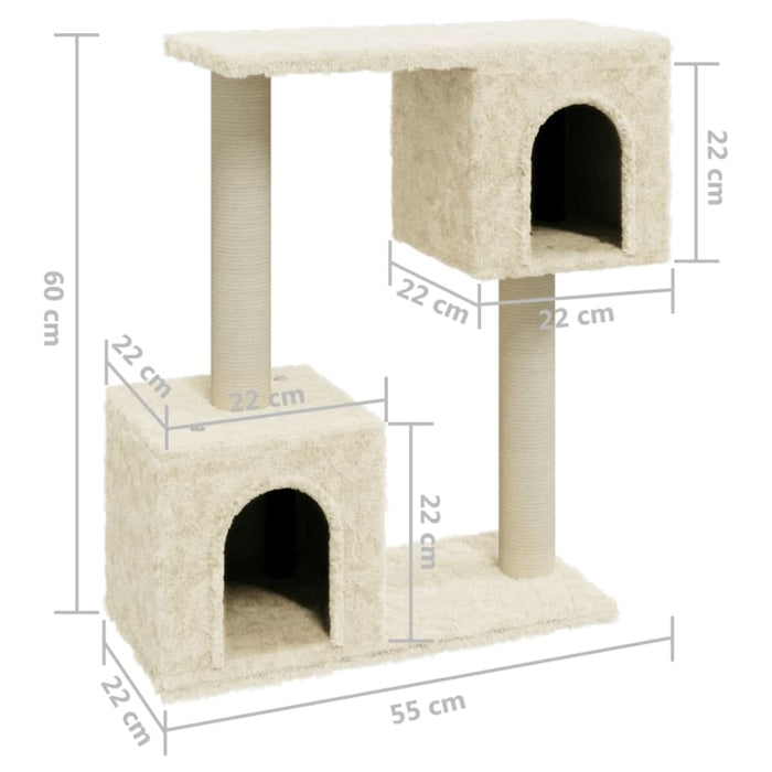 Cat Tree with Sisal Scratching Posts Cream 60 Cm Oioatb