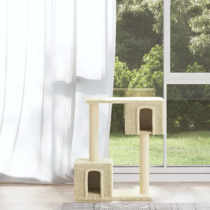 Cat Tree with Sisal Scratching Posts Cream 60 Cm Oioatb
