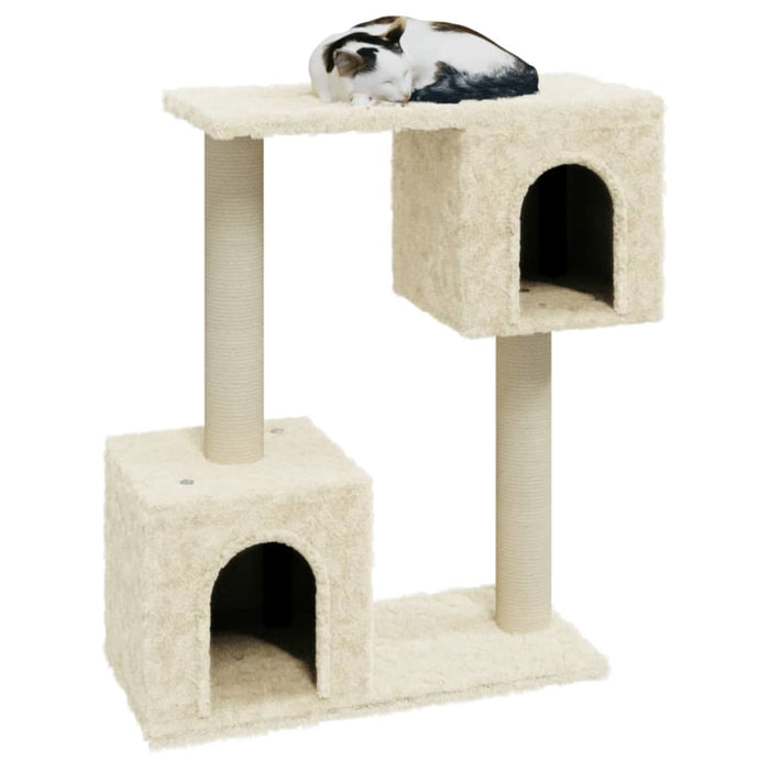 Cat Tree with Sisal Scratching Posts Cream 60 Cm Oioatb