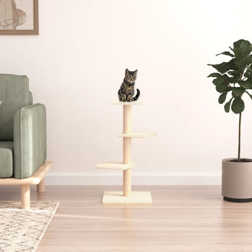 Cat Tree With Sisal Scratching Posts Cream 70 Cm Oioipt
