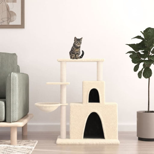 Cat Tree With Sisal Scratching Posts Cream 83 Cm Oioilp