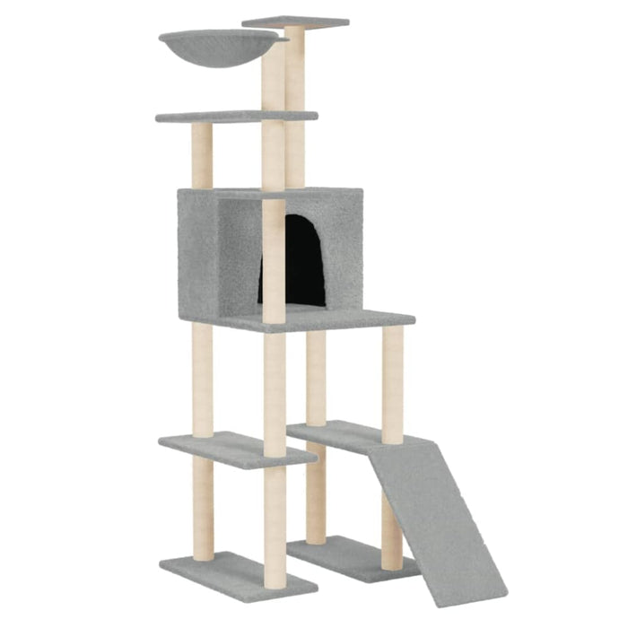 Cat Tree with Sisal Scratching Posts Light Grey 166 Cm