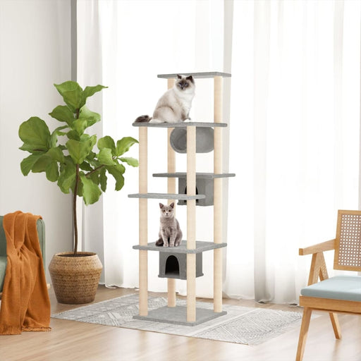 Cat Tree With Sisal Scratching Posts Light Grey 169 Cm