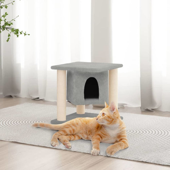 Cat Tree With Sisal Scratching Posts Light Grey 37 Cm Oiolpp