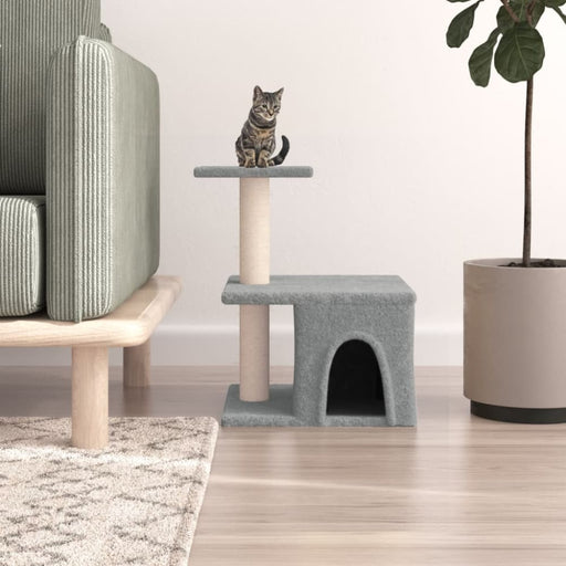 Cat Tree With Sisal Scratching Posts Light Grey 48 Cm Oioini