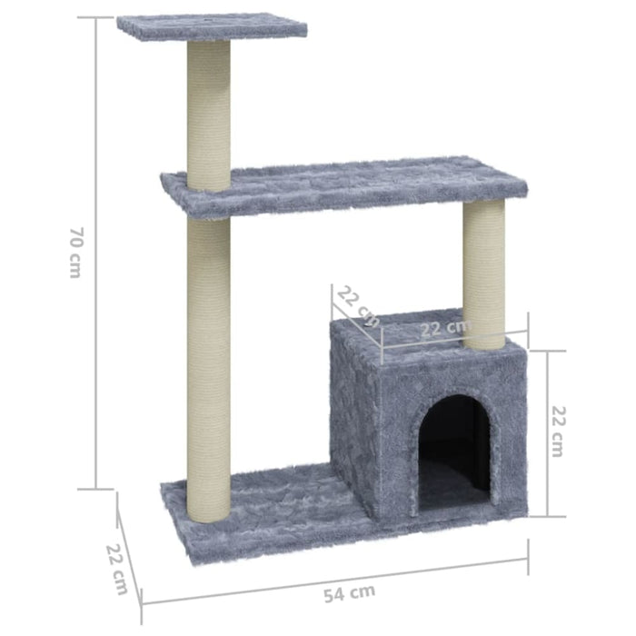 Cat Tree With Sisal Scratching Posts Light Grey 70 Cm Oioata