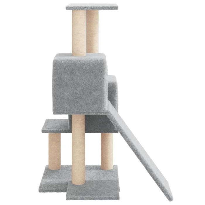 Cat Tree With Sisal Scratching Posts Light Grey 82 Cm Oioiin