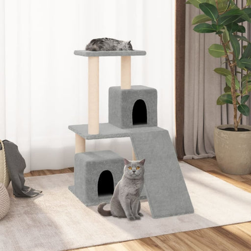 Cat Tree With Sisal Scratching Posts Light Grey 82 Cm Oiolla