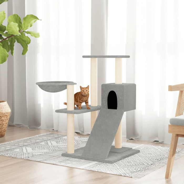 Cat Tree With Sisal Scratching Posts Light Grey 82 Cm Oiolli