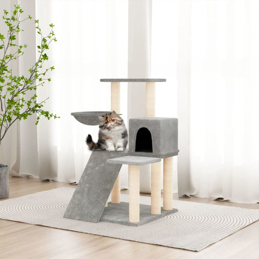Cat Tree With Sisal Scratching Posts Light Grey 82 Cm Oiollo
