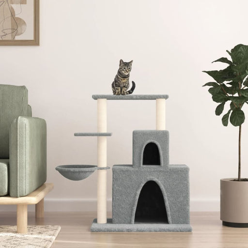 Cat Tree With Sisal Scratching Posts Light Grey 83 Cm Oioill