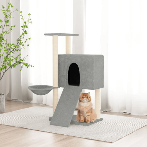 Cat Tree With Sisal Scratching Posts Light Grey 96 Cm Oiolal
