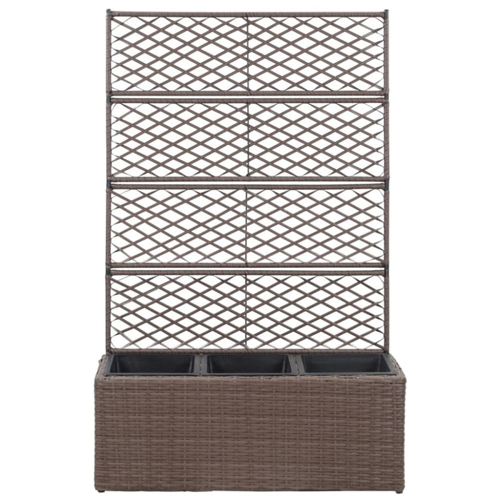 Trellis Raised Bed with 3 Pots 83x30x130 Cm Poly Rattan