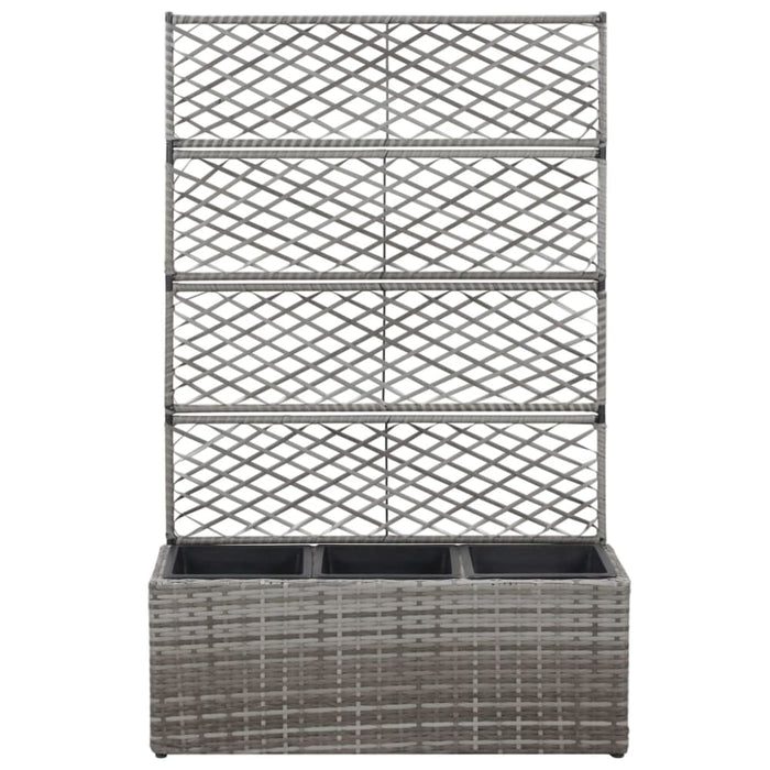 Trellis Raised Bed with 3 Pots 83x30x130 Cm Poly Rattan