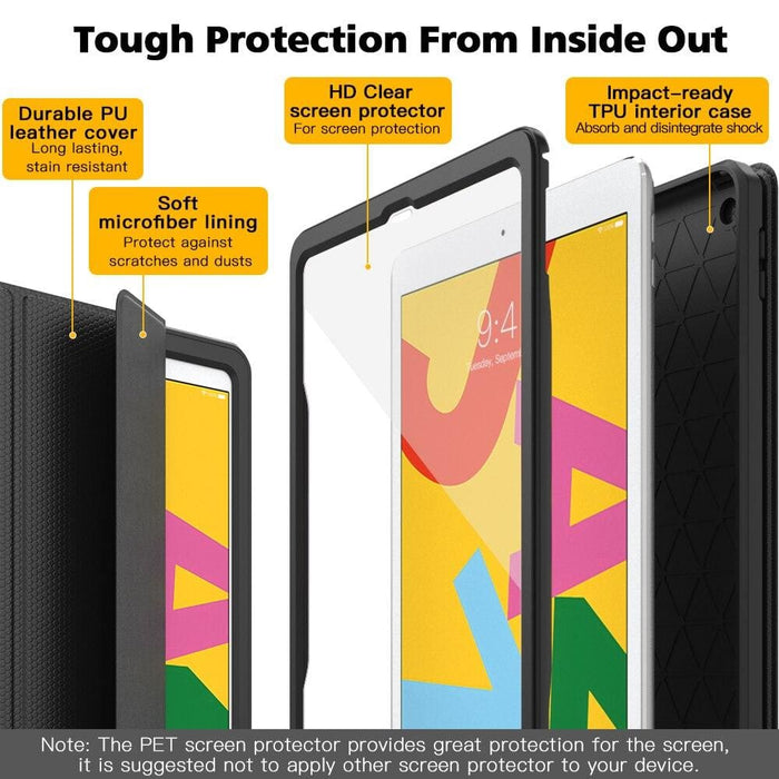 Trifold Stand Cover with Built-in Screen Protector for Ipad