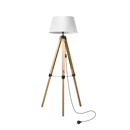 Tripod Wooden Floor Lamp Shaded Reading Light Adjustable