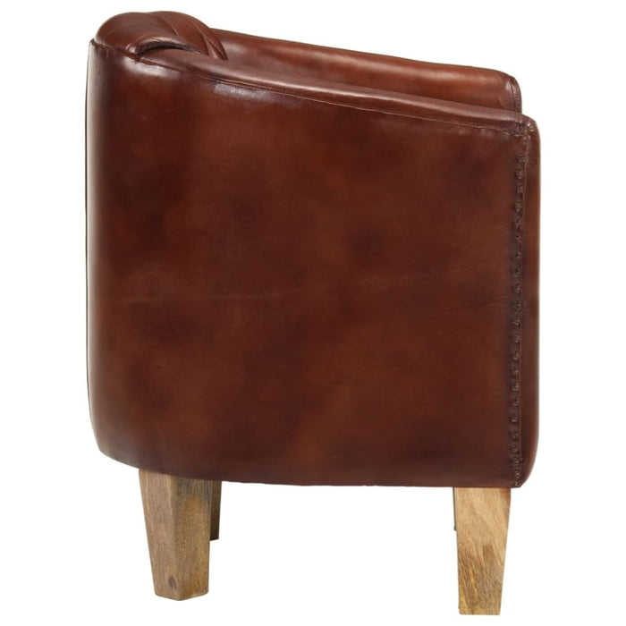 Tub Chair Brown Real Leather Tpkltn