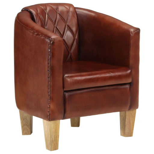 Tub Chair Brown Real Leather Tpkltn