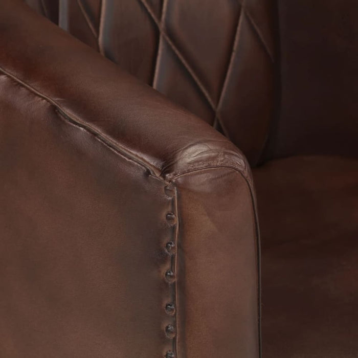 Tub Chair Light Brown Real Leather Tpklab