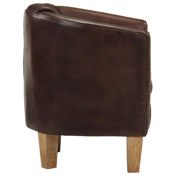 Tub Chair Light Brown Real Leather Tpklab