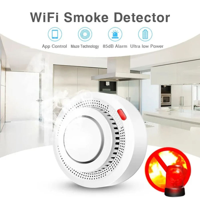 Tuya Wifi Smoke Alarm Fire Protection Detector For Home