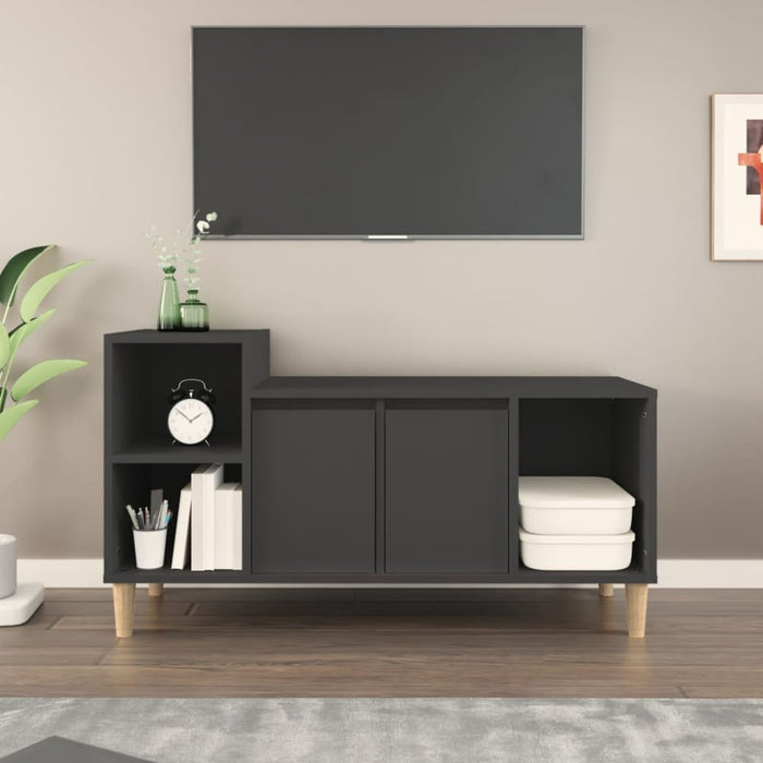 Tv Cabinet Black 100x35x55 Cm Engineered Wood Nxooit