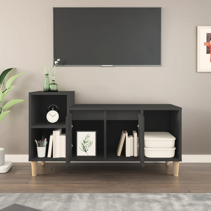 Tv Cabinet Black 100x35x55 Cm Engineered Wood Nxooit