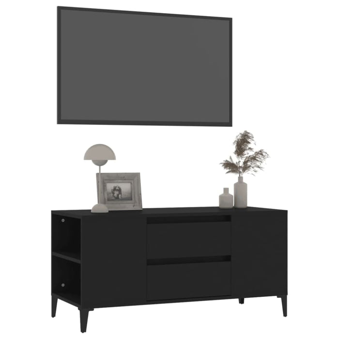 Tv Cabinet Black 102x44.5x50 Cm Engineered Wood Noklbp