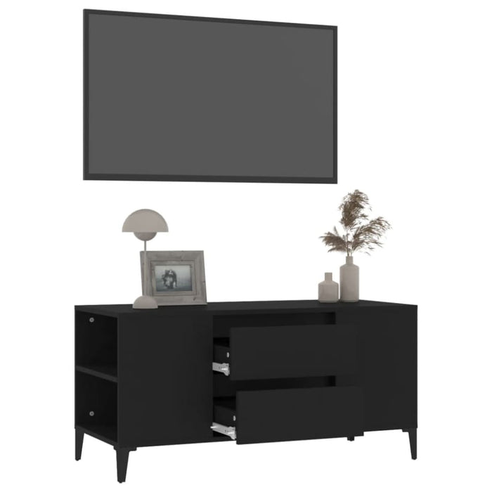 Tv Cabinet Black 102x44.5x50 Cm Engineered Wood Noklbp