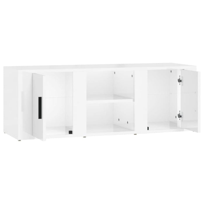 Tv Cabinet Glossy Look White 100x31.5x35 Cm Engineered Wood